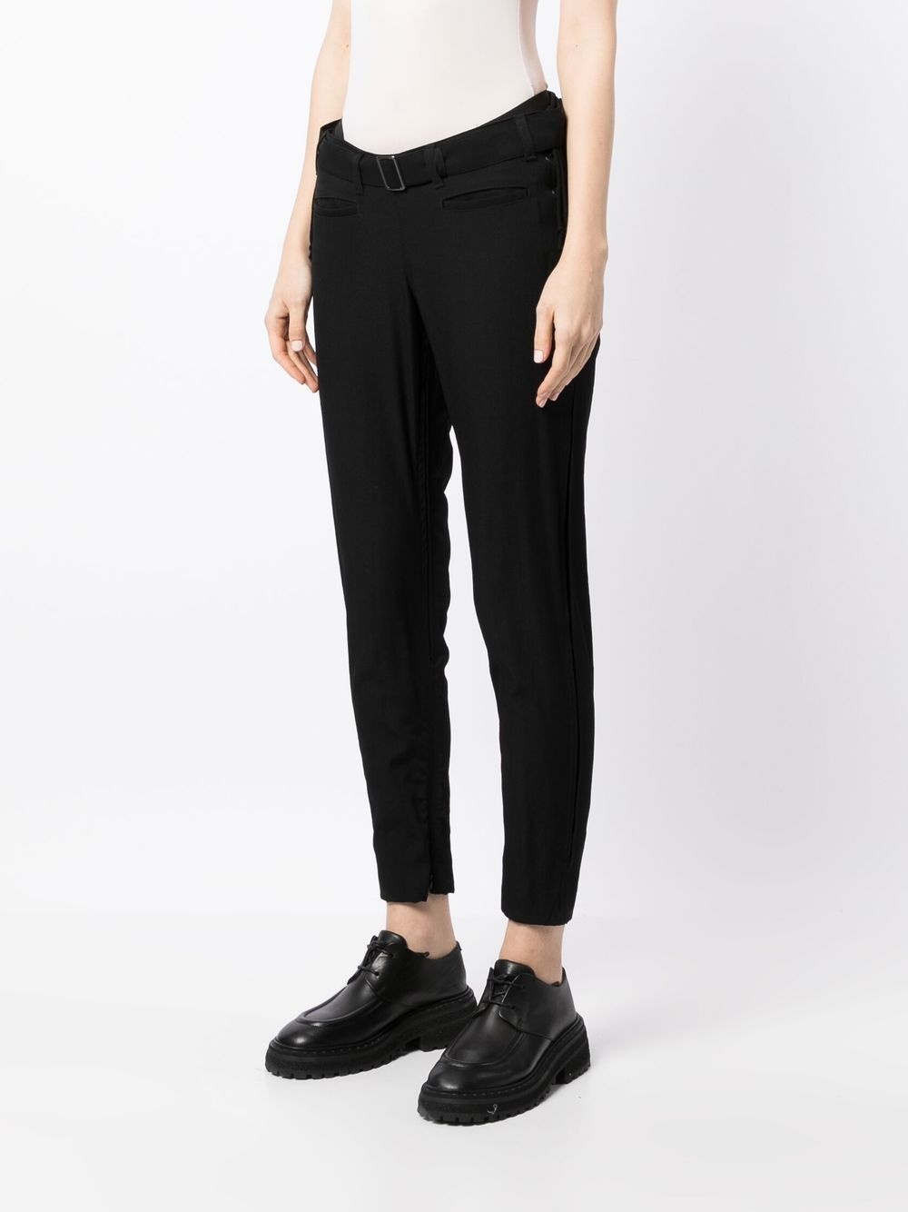 belted skinny wool trousers - 4