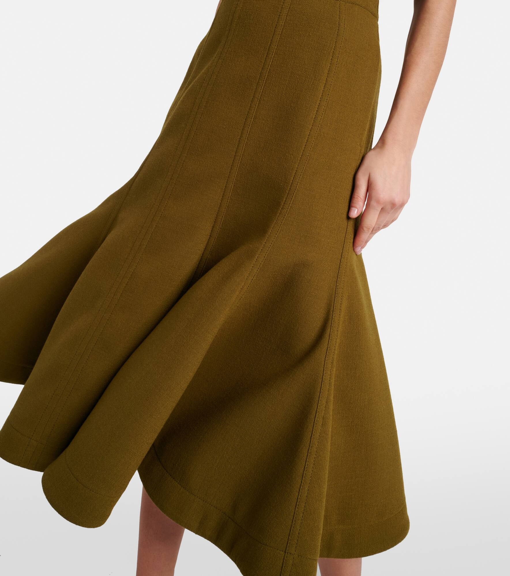 Wool crêpe midi skirt - 5