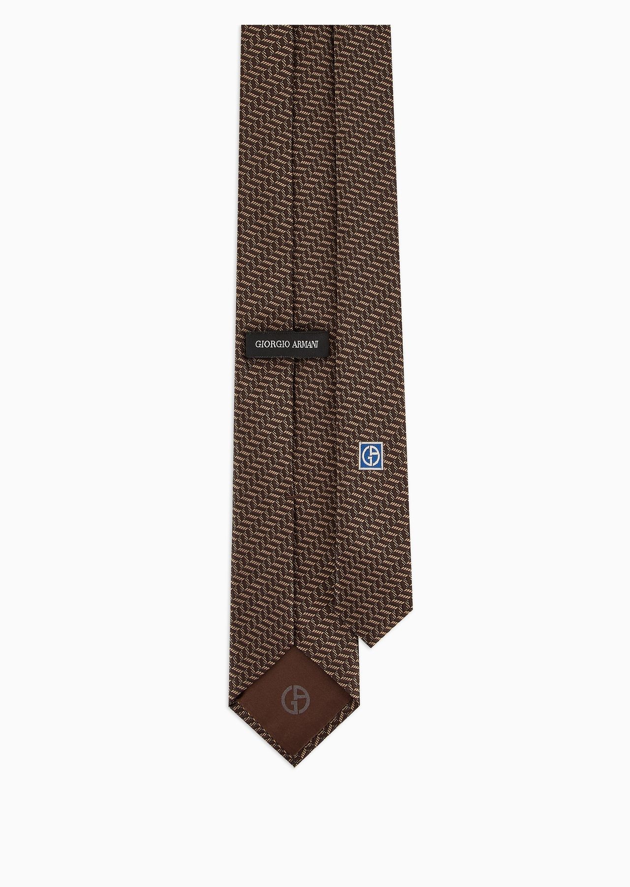 Silk tie with jacquard chevron motif - 2