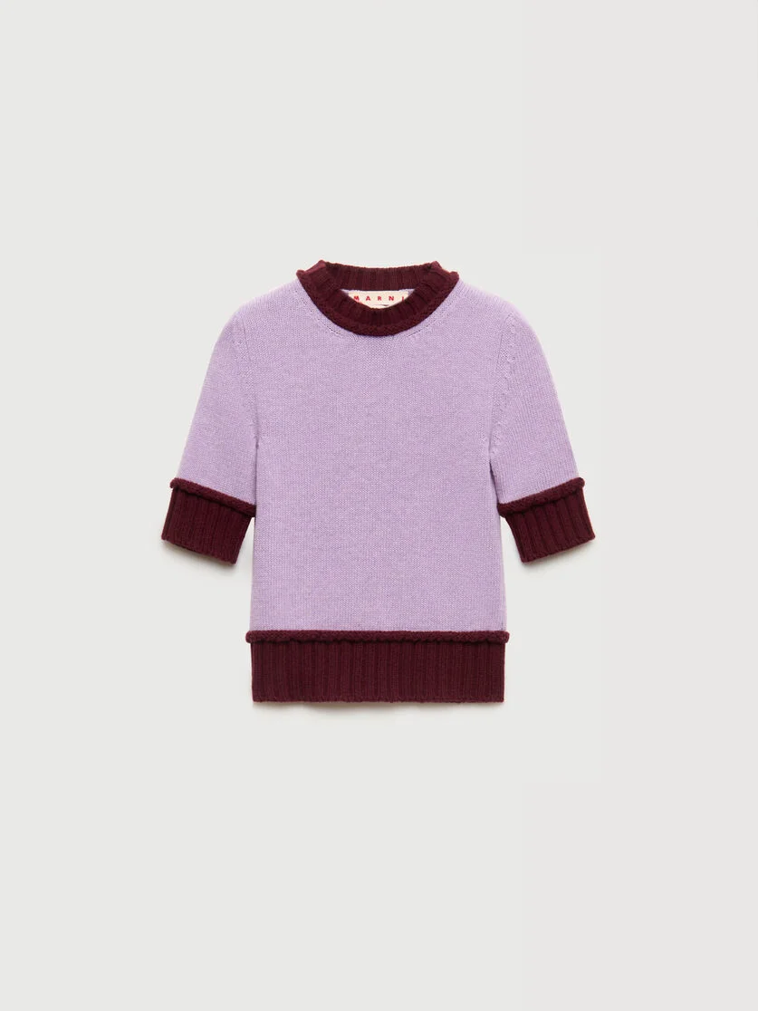 PURPLE WOOL BLEND JUMPER WITH CONTRAST TRIMS - 1