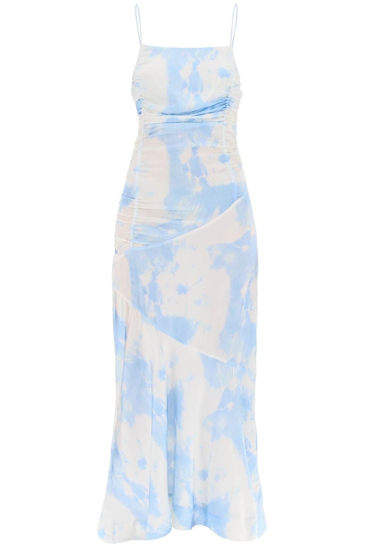 MAXI PRINTED TIE-DYE SATIN DRESS WITH R - 1