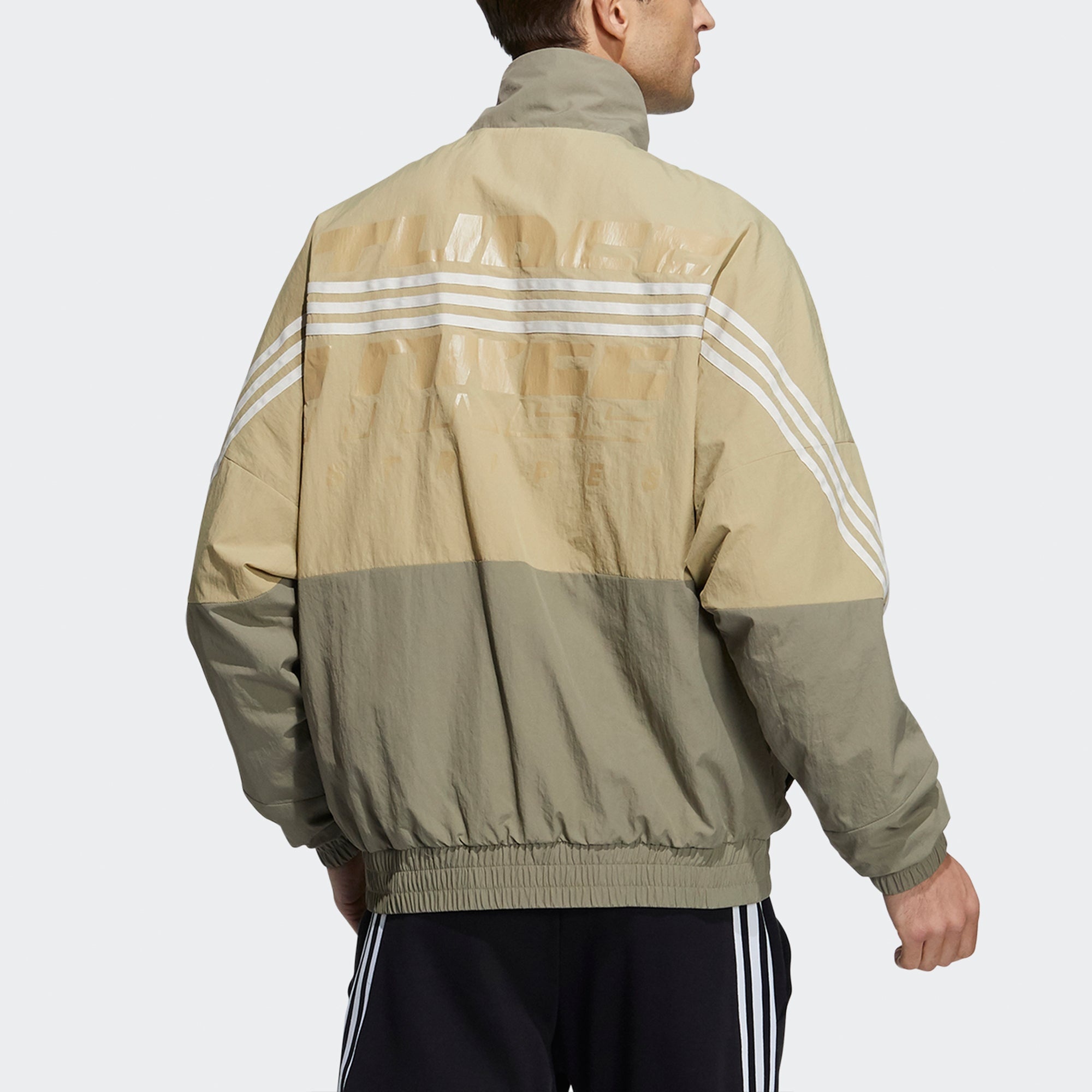 Men's adidas Si Wov Jkt Contrasting Colors Sports Stand Collar Logo Jacket Autumn Olive GT6357 - 3