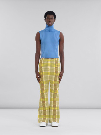 Marni YELLOW AND GREEN CHECKED TECHNO KNIT TROUSERS outlook