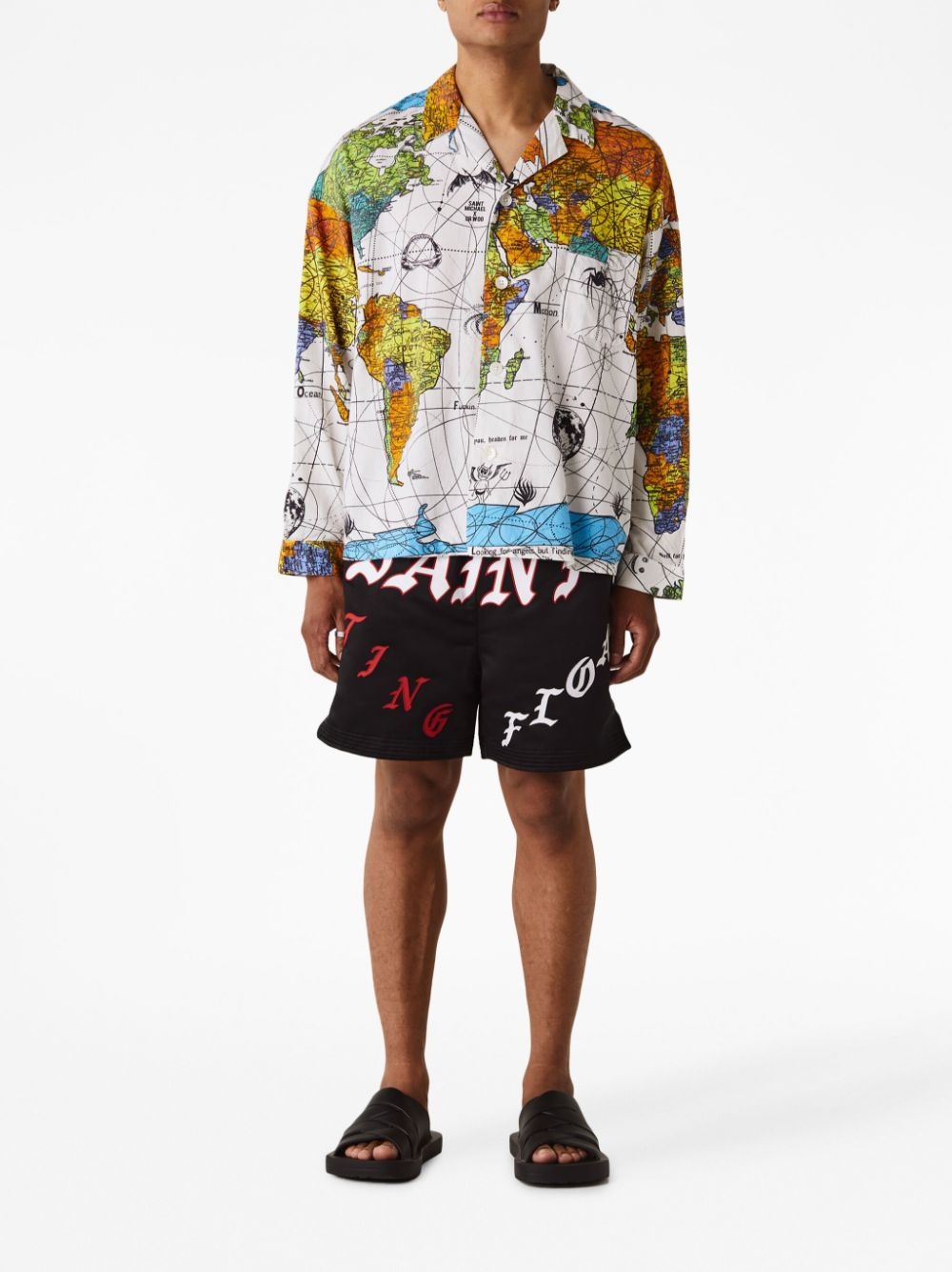World Map notched-collar shirt - 2