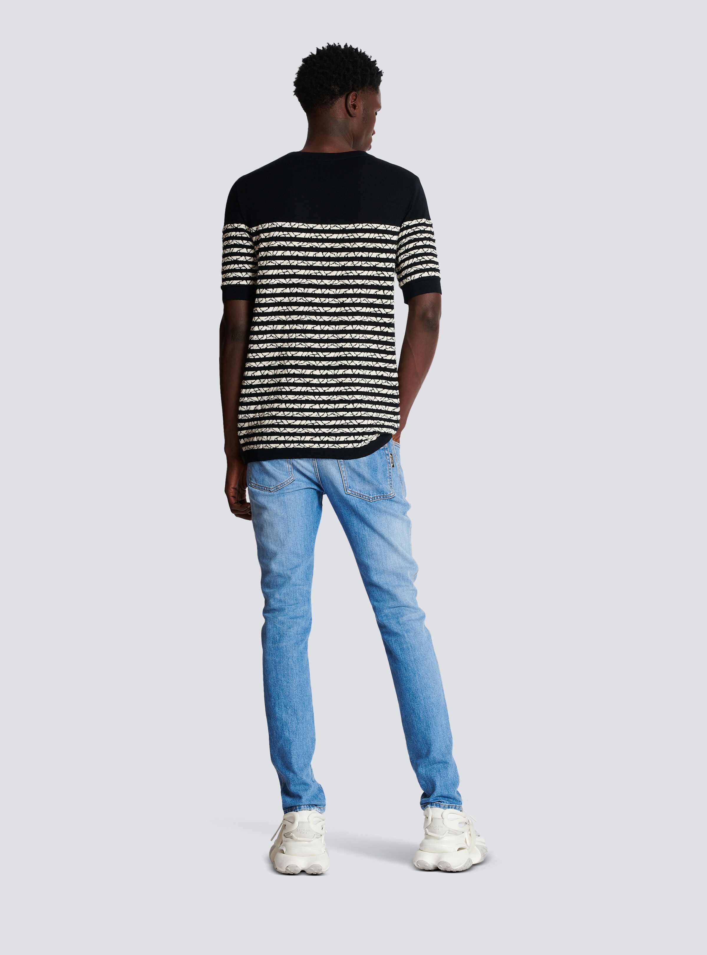 Wool T-shirt with marbled stripes - 4