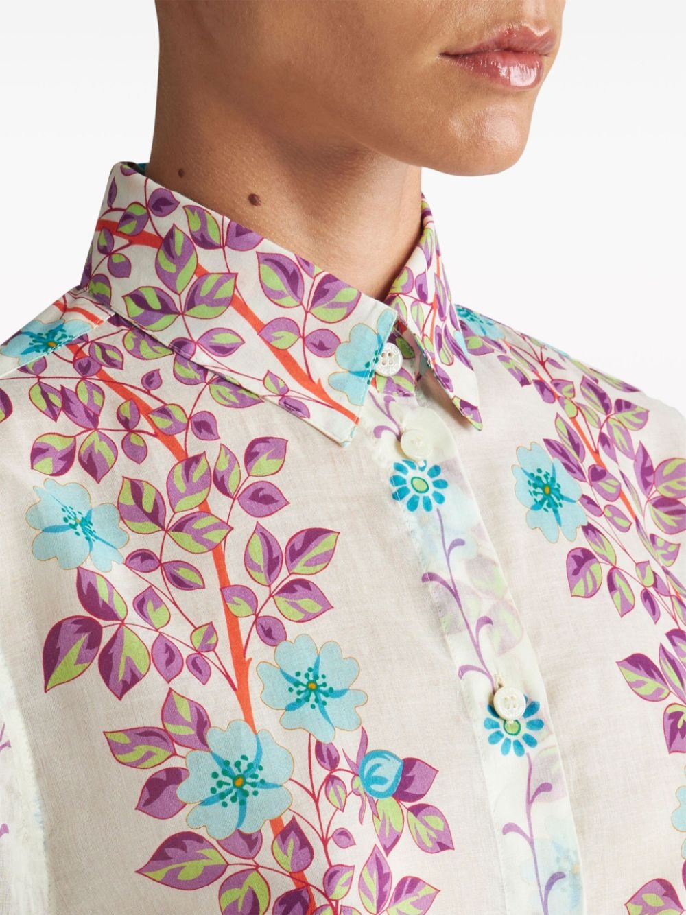 floral-print cotton shirt - 4