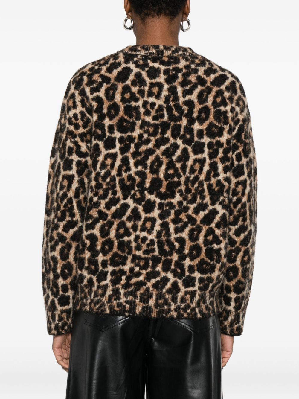 leopard-print crew-neck sweater - 3