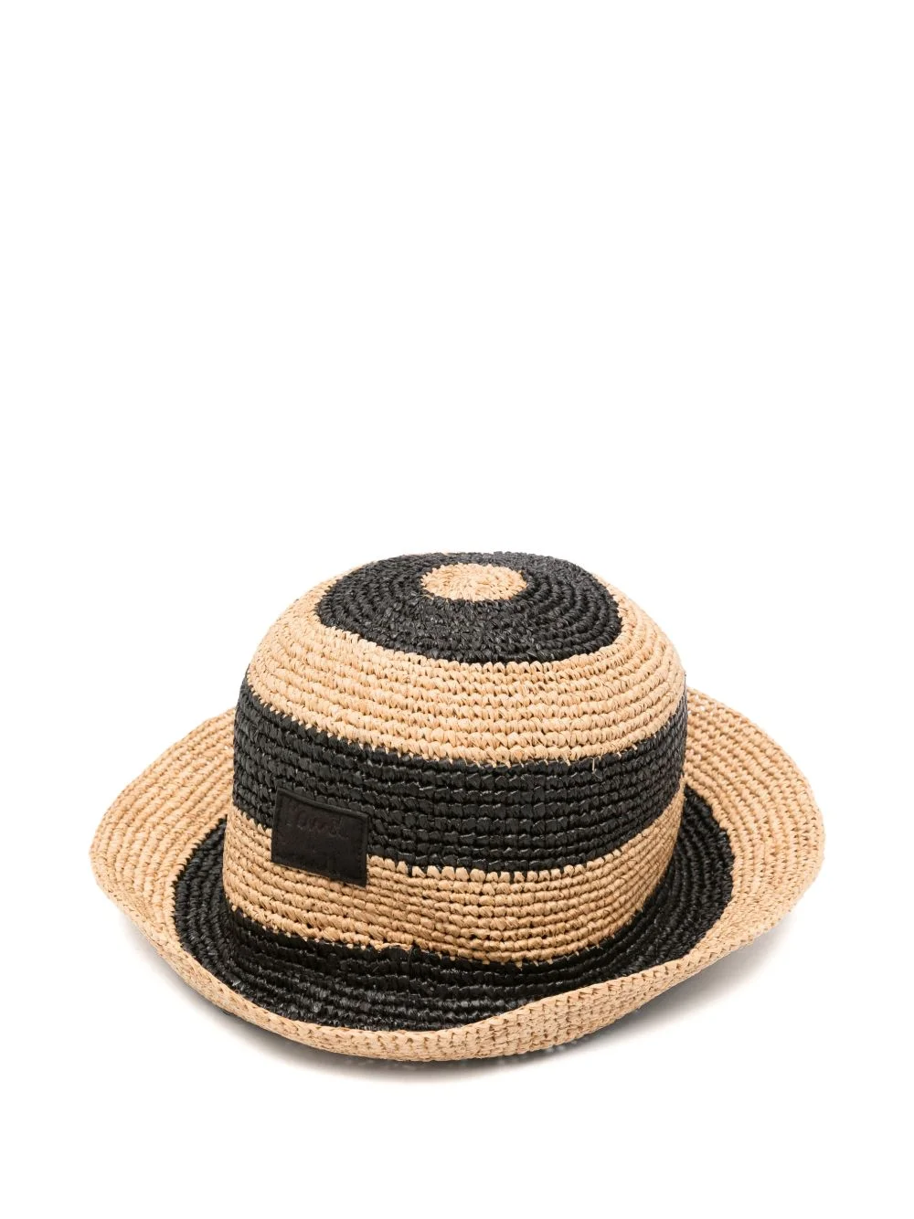 striped braided raffia hat - 1