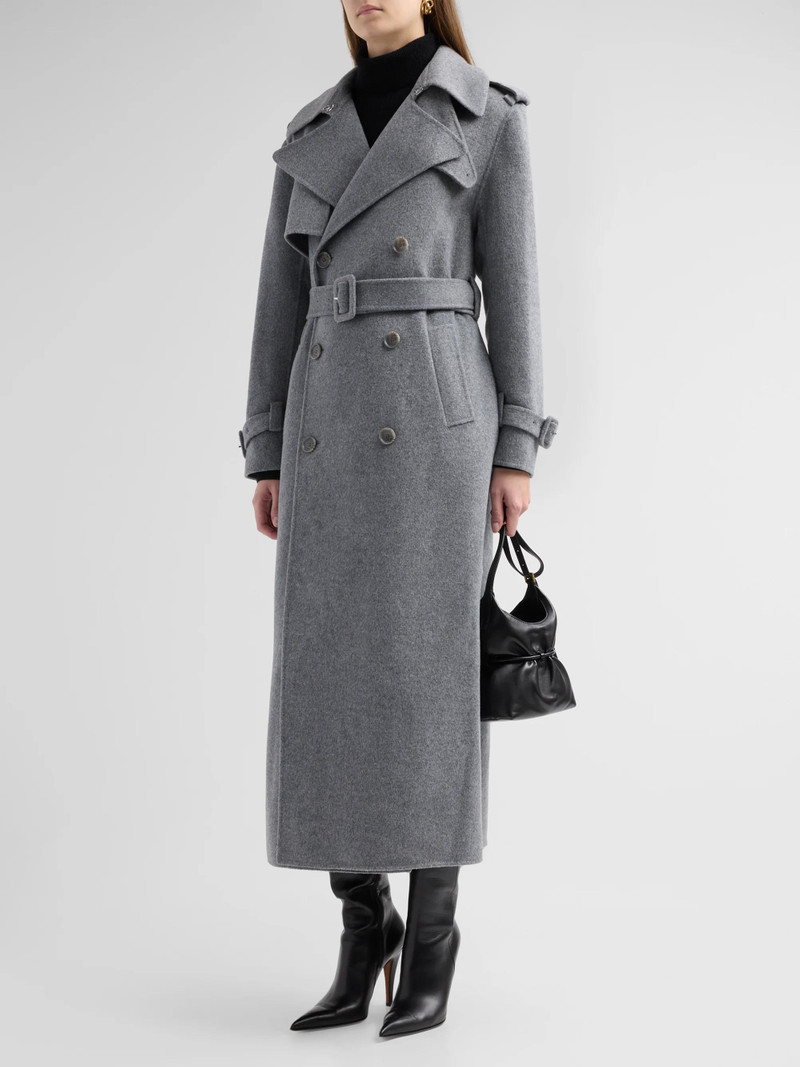 Women's Rumi Belted Wool-Blend Double-Breasted Long Coat - Heather Grey 4