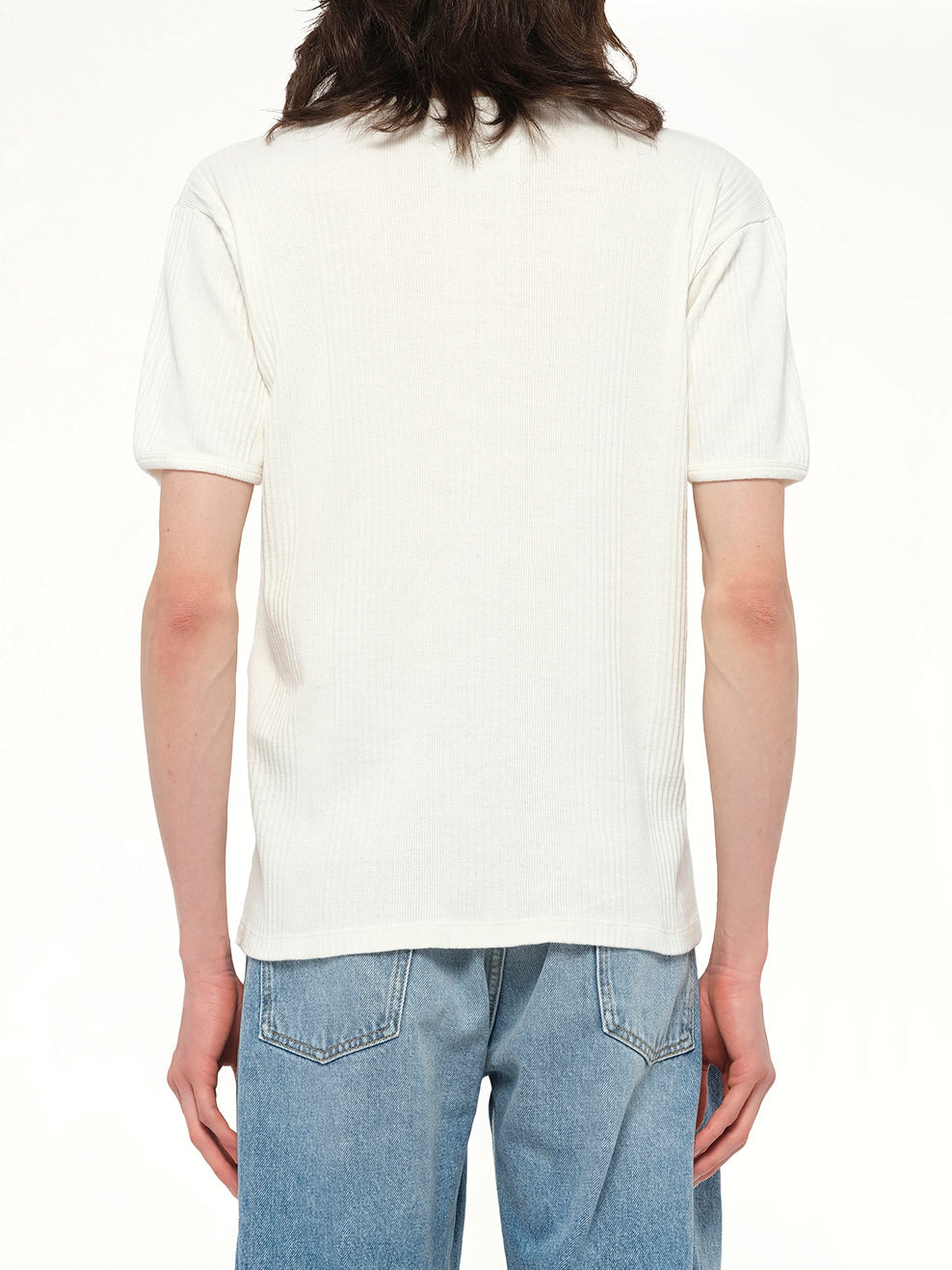 Rib T-Shirt in Off White - 5