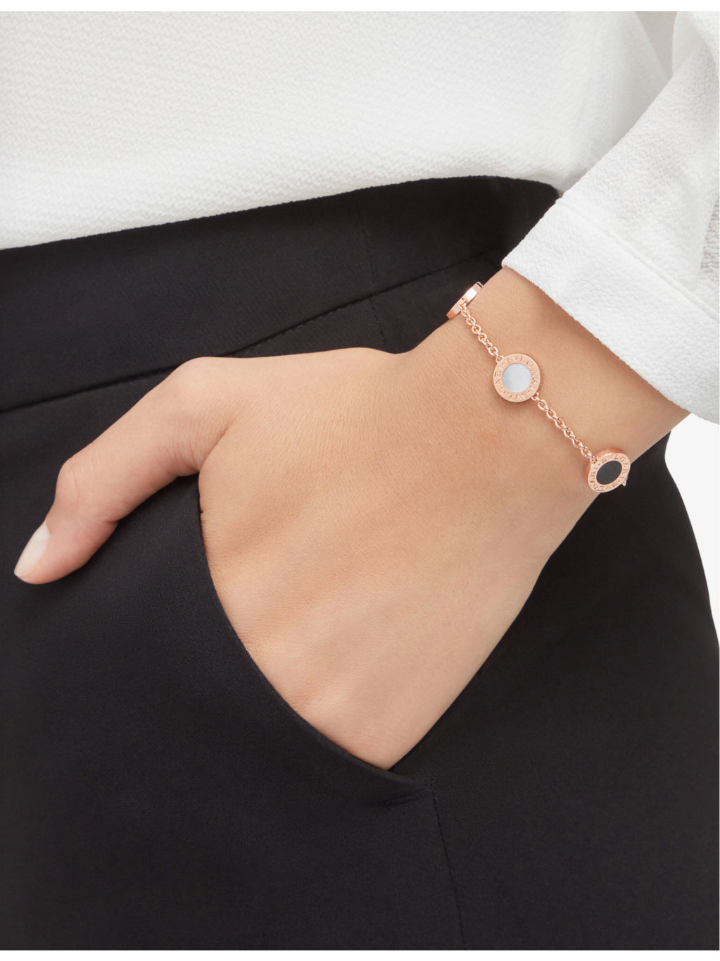BVLGARI BVLGARI 18ct rose-gold, mother of pearl and onyx bracelet - 4