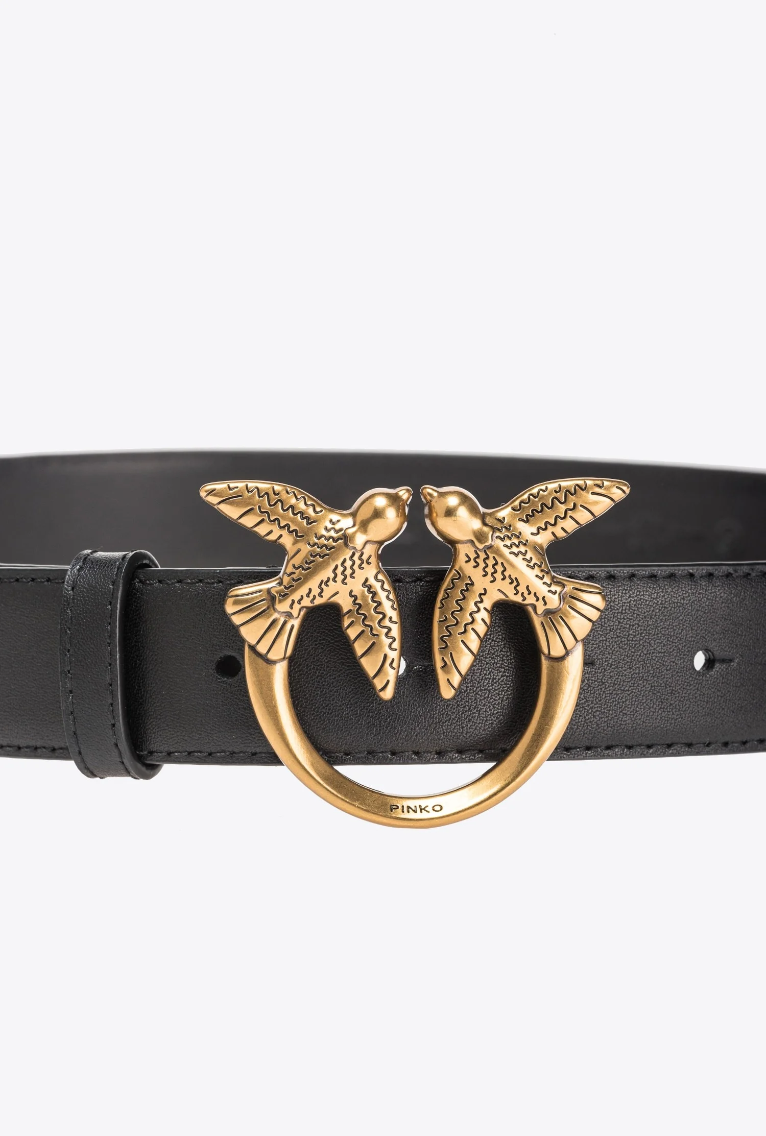 PINKO LOVE BIRDS LEATHER BELT 3CM | REVERSIBLE display picture 2