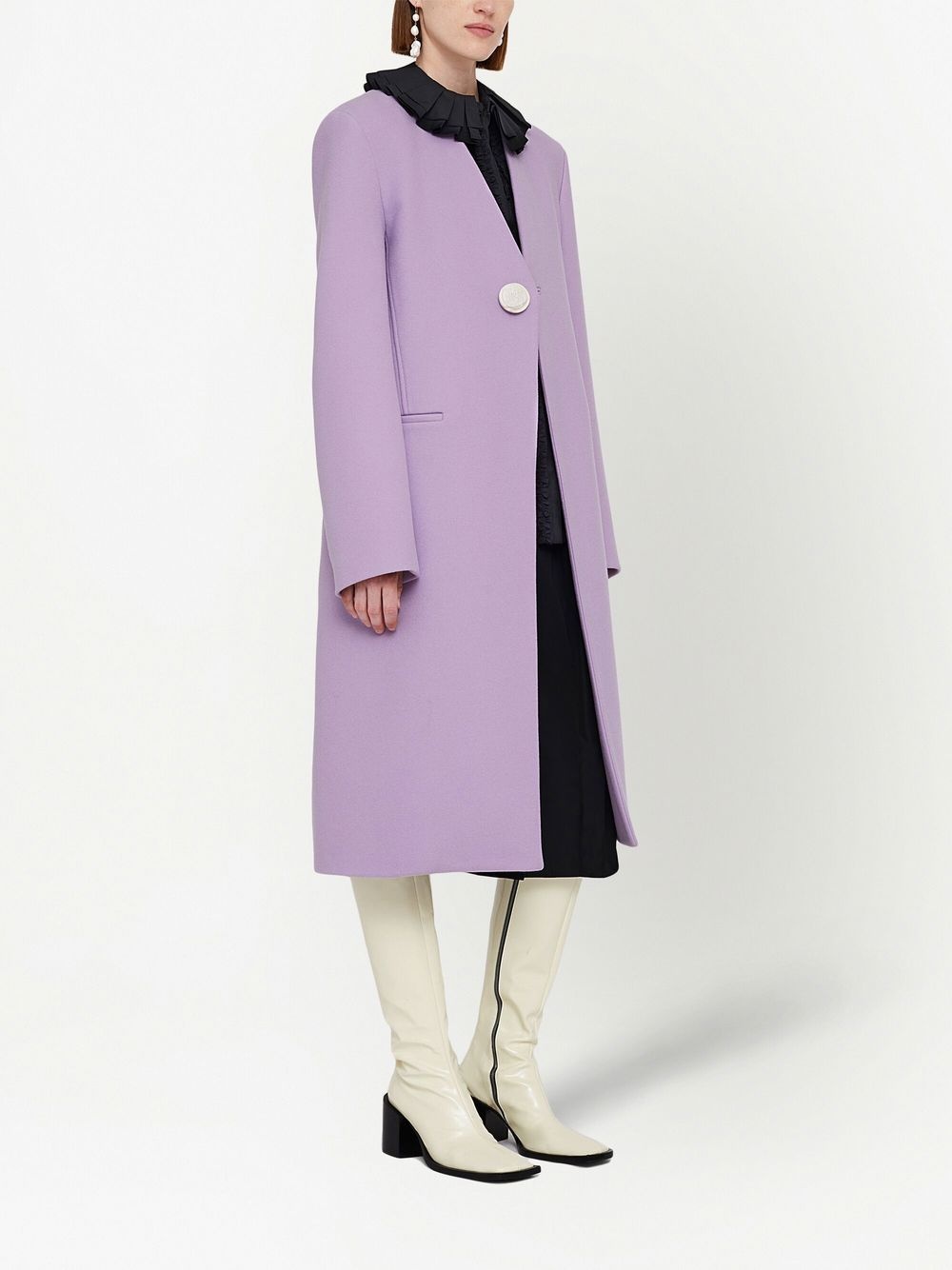 V-neck single-breasted coat - 3