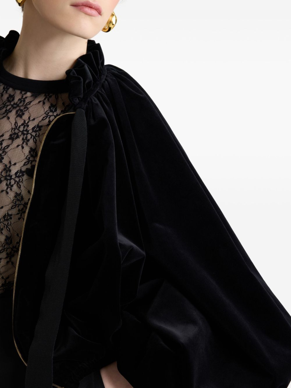 balloon-sleeve velvet jacket - 4