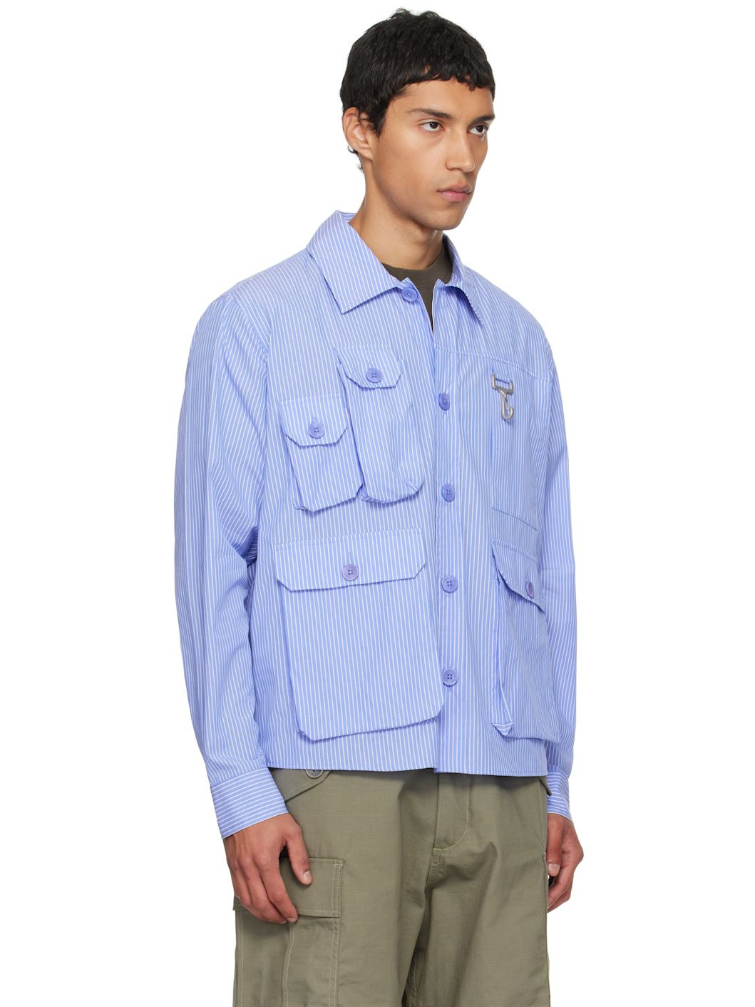 Blue Cargo Button Down Shirt - 2