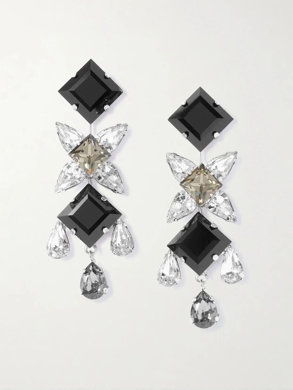 Raina Rhodium-plated Onyx And Crystal Earrings - 1