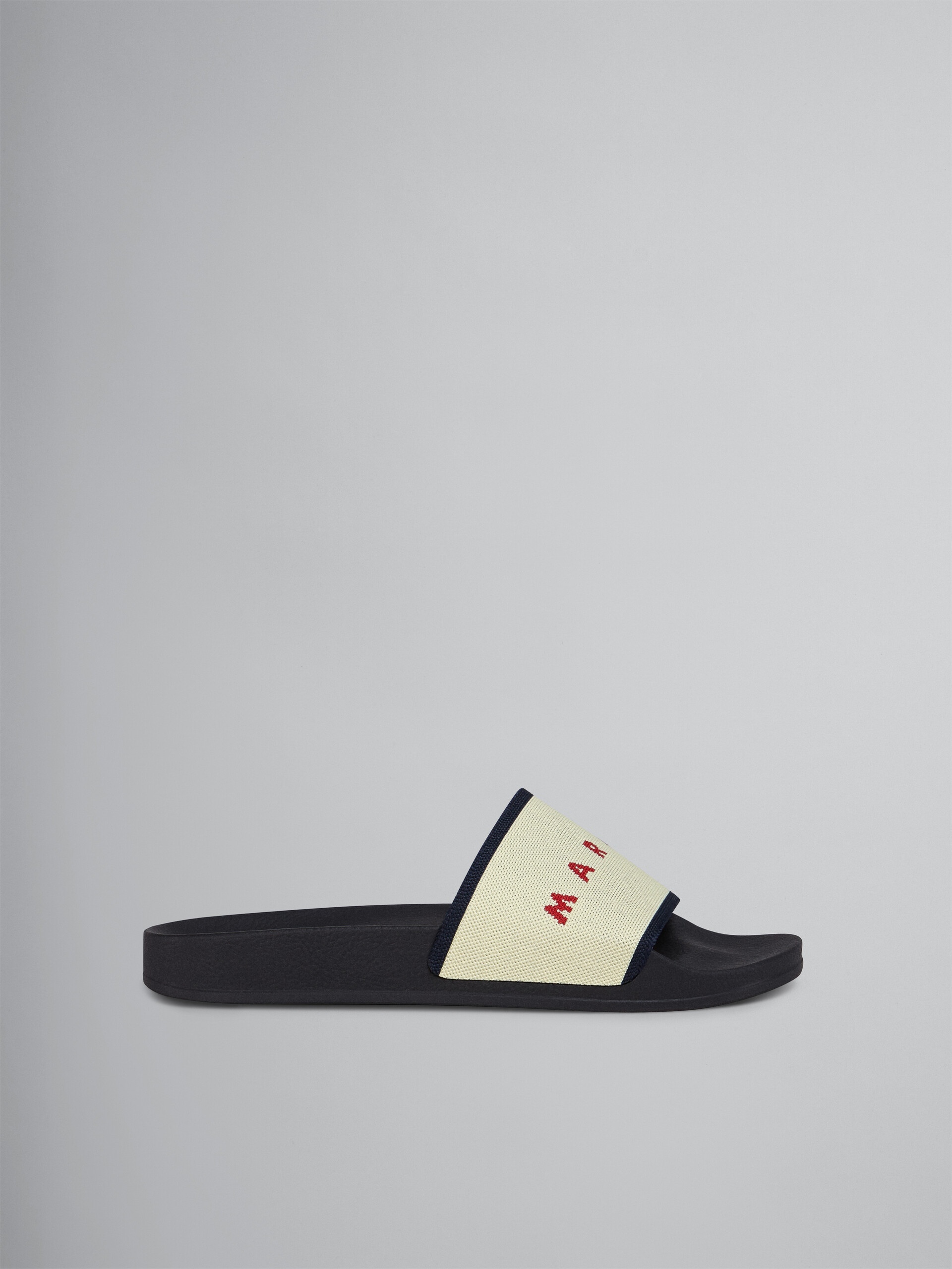 BEIGE AND BLUE STRETCH LOGO JACQUARD SLIDE - 1