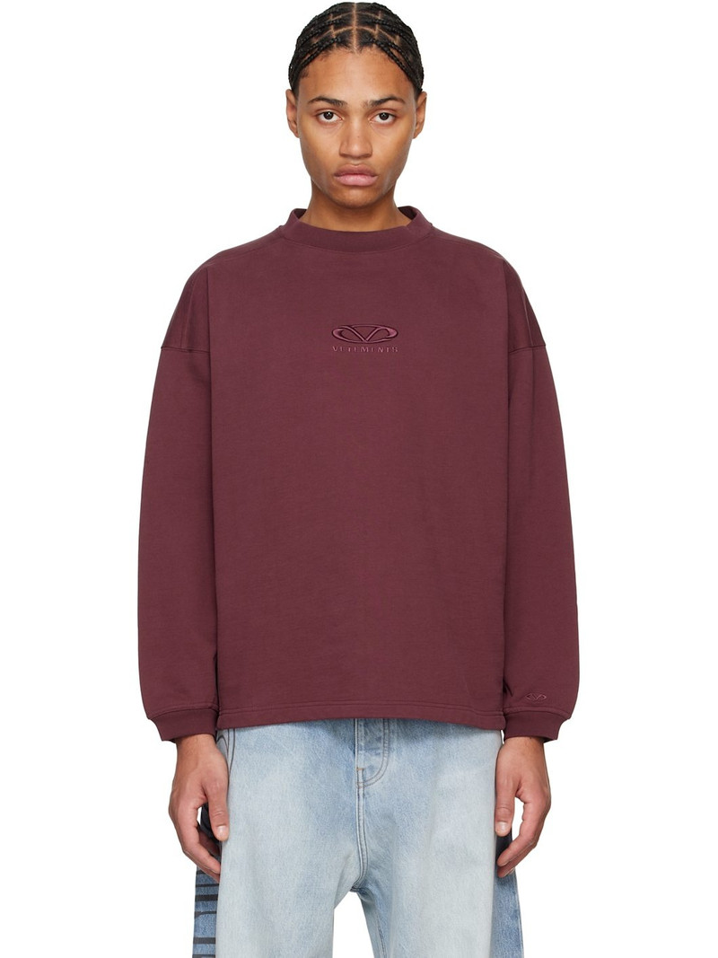Burgundy Oval Logo Cropped Boxy Sweatshirt 1