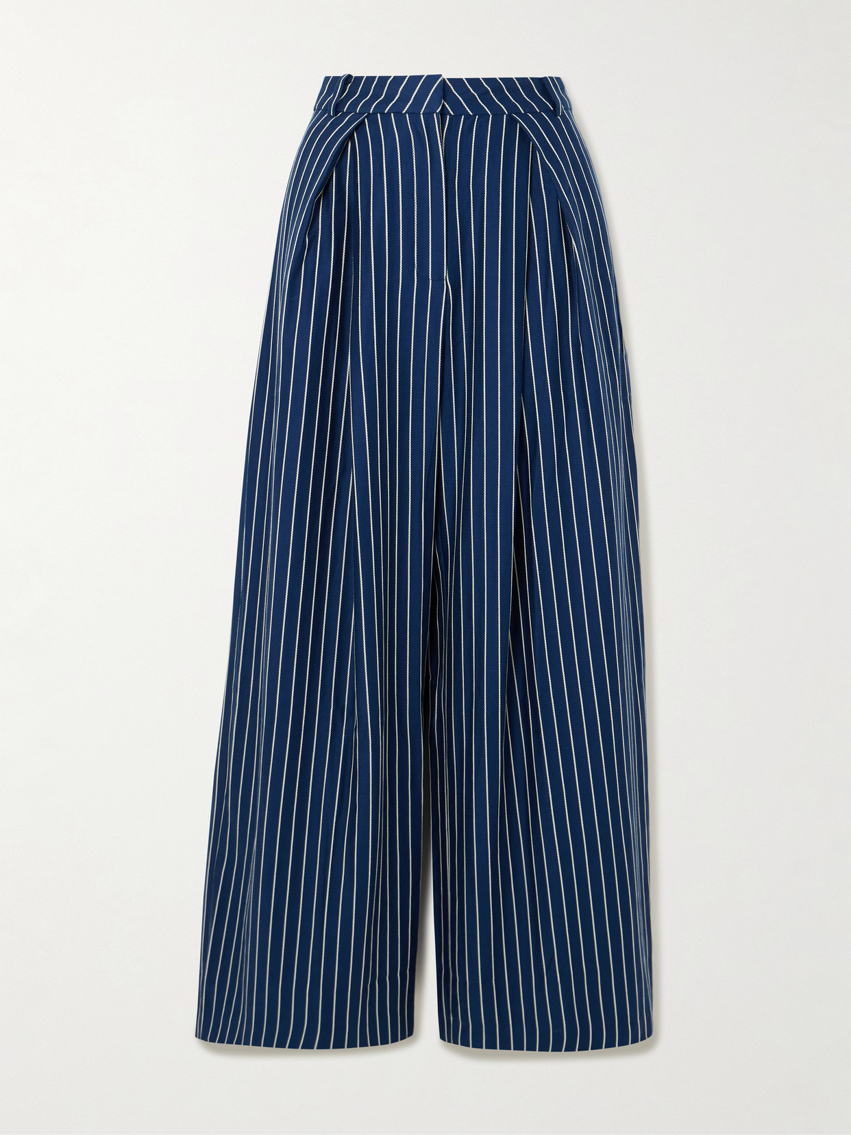 Lalia Pleated Striped Cotton-blend Twill Wide-leg Pants - 1