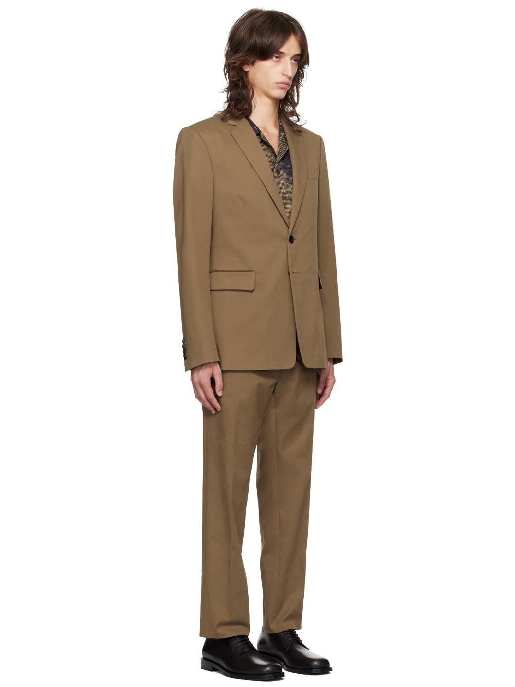 Brown Single-Breasted Cotton Suit - 2