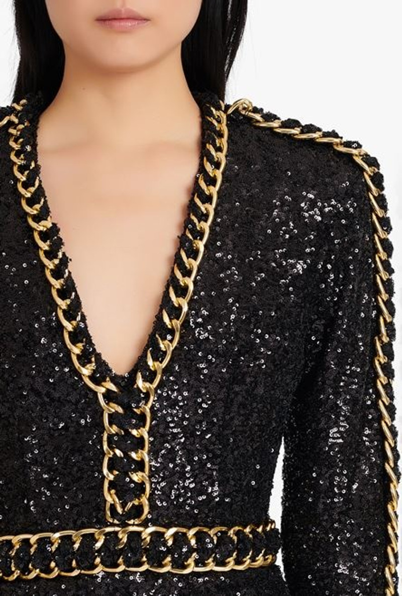 Short black and gold embroidered dress 6