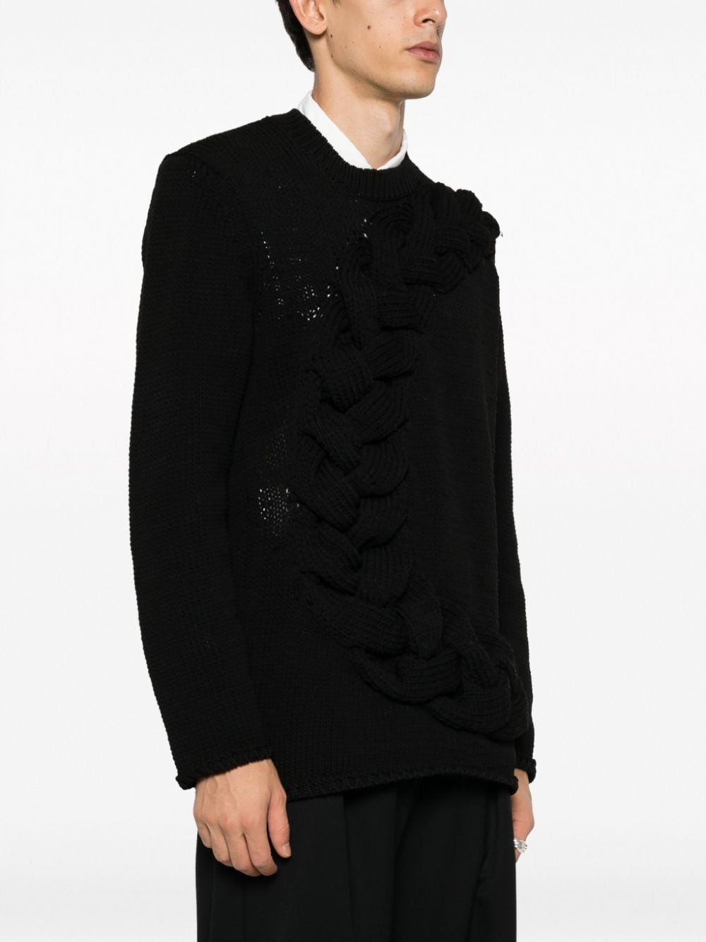 crew-neck chunky cable-knit jumper - 3