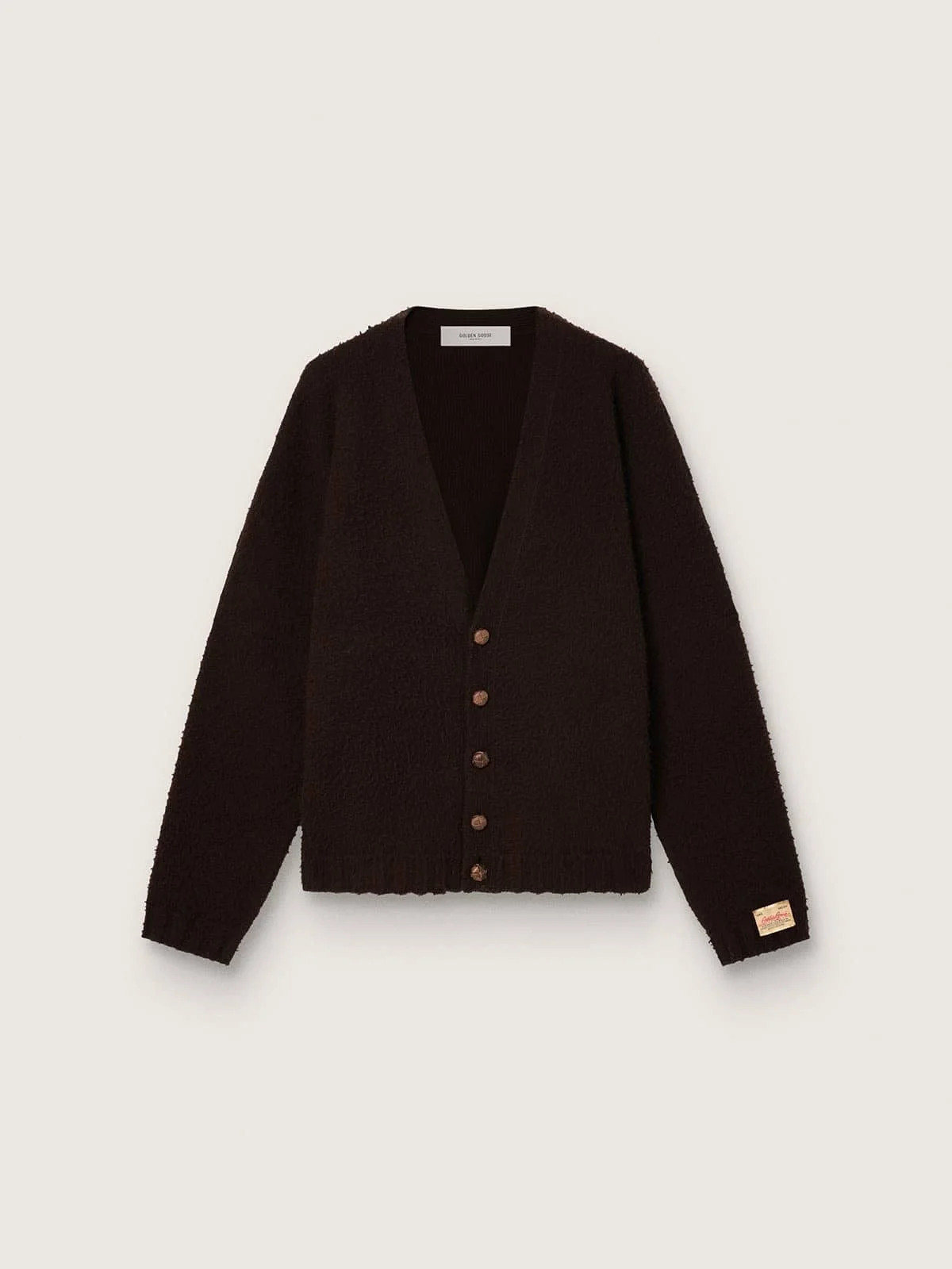 Unisex cardigan in Casentino-effect brown wool - 1