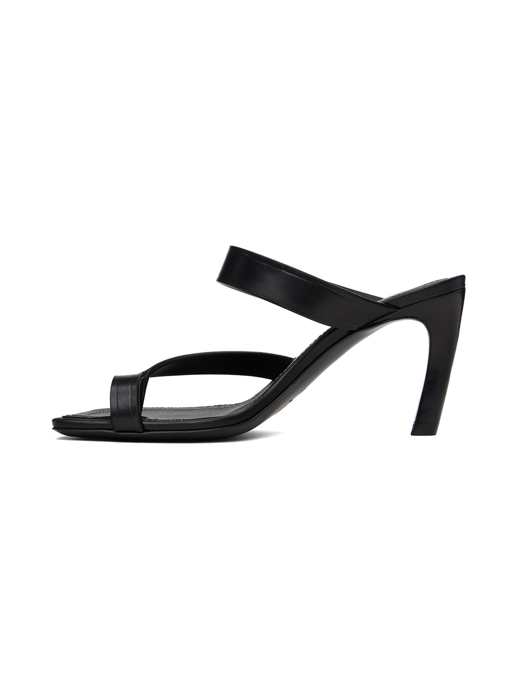 Black Thong Heeled Sandals - 3