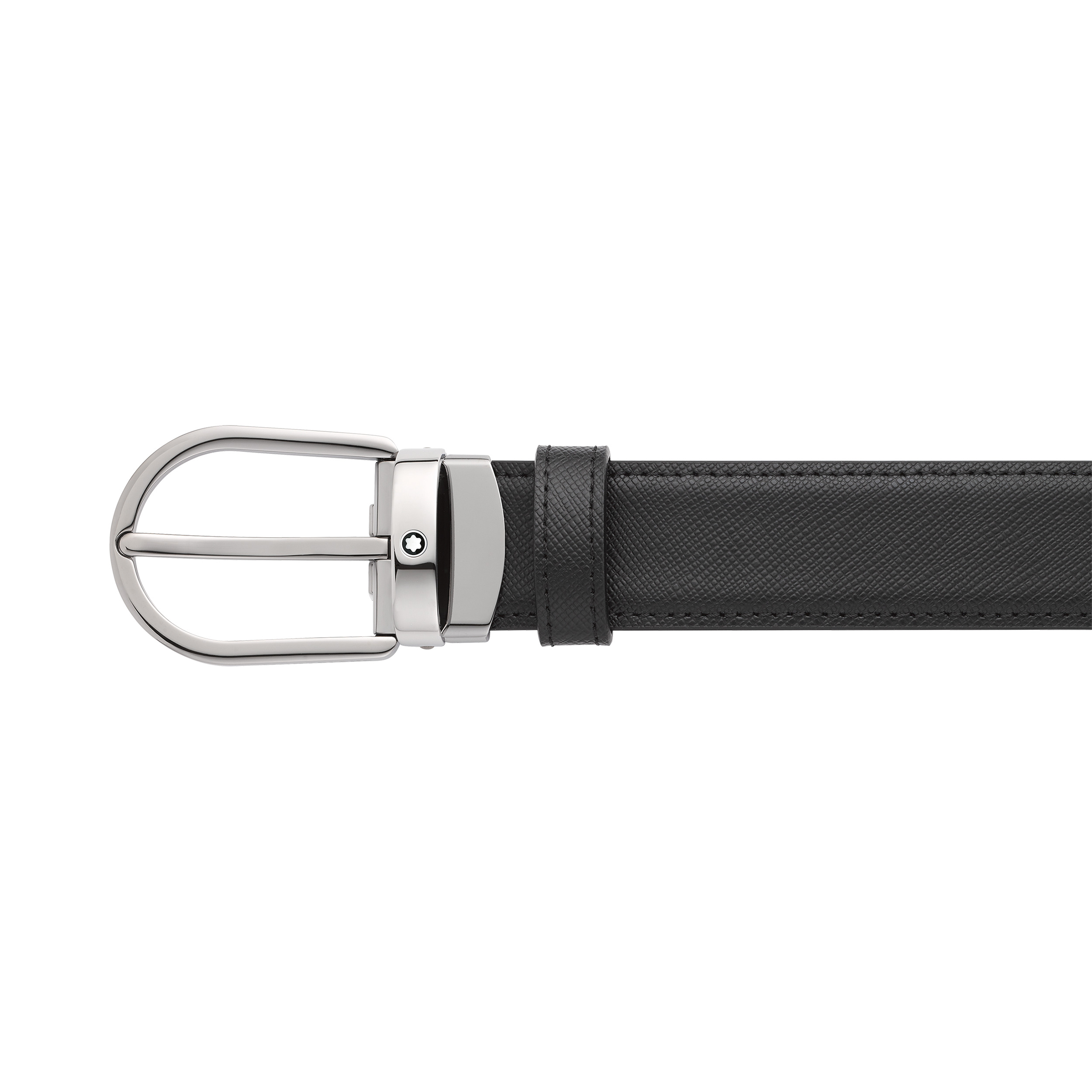 Horseshoe buckle black/blue 30 mm reversible leather belt - 3