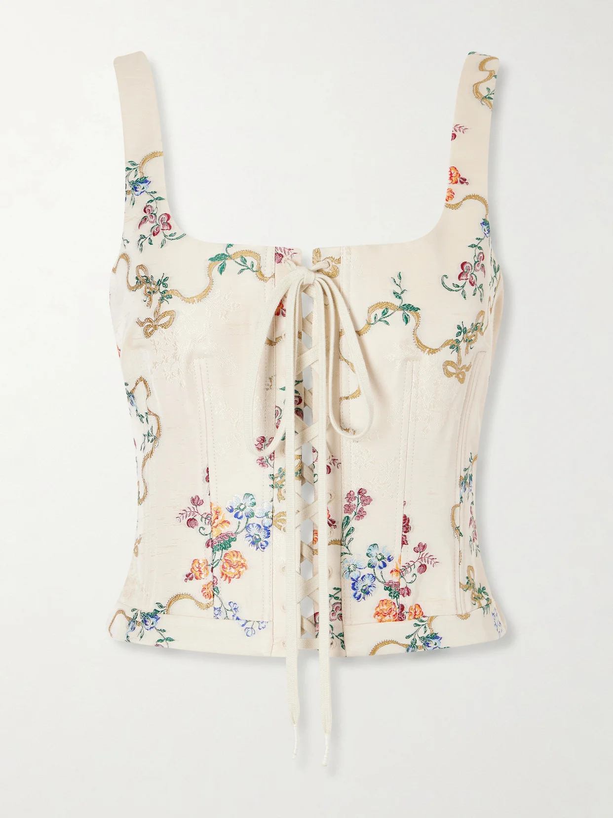 Floral-print Crepe Corset Top - 1