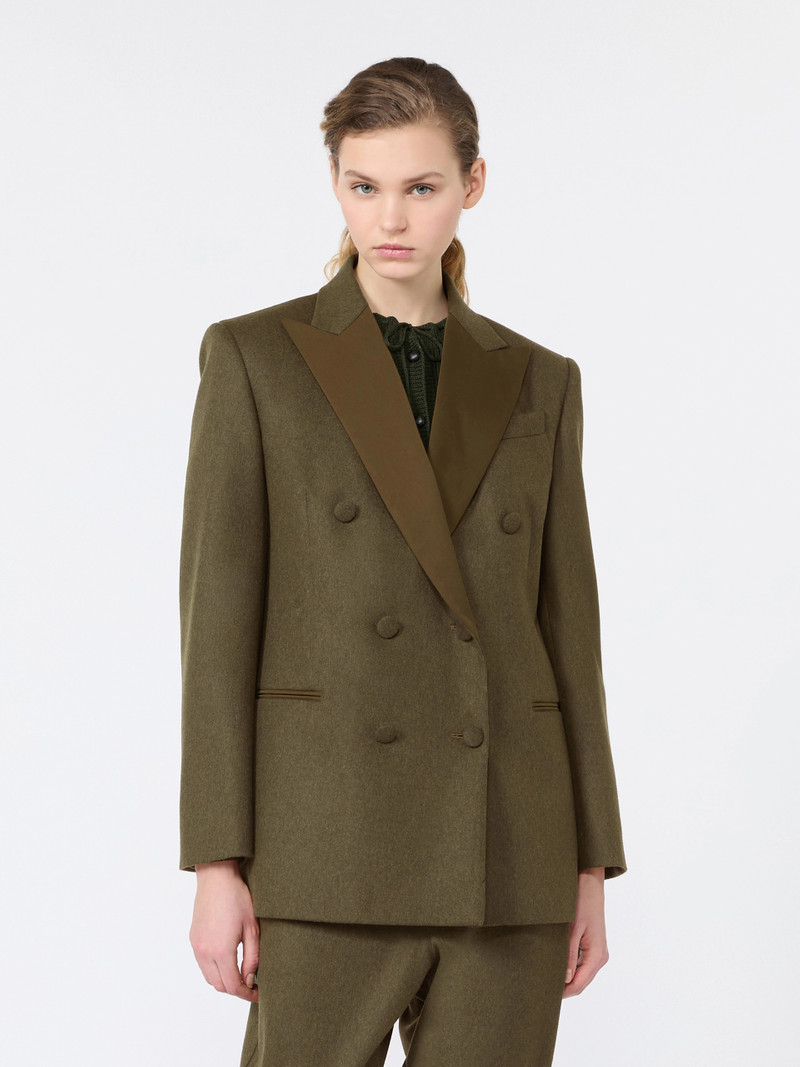 WKSGIOSTRA Mélange wool double-breasted blazer - MOSS GREEN 3