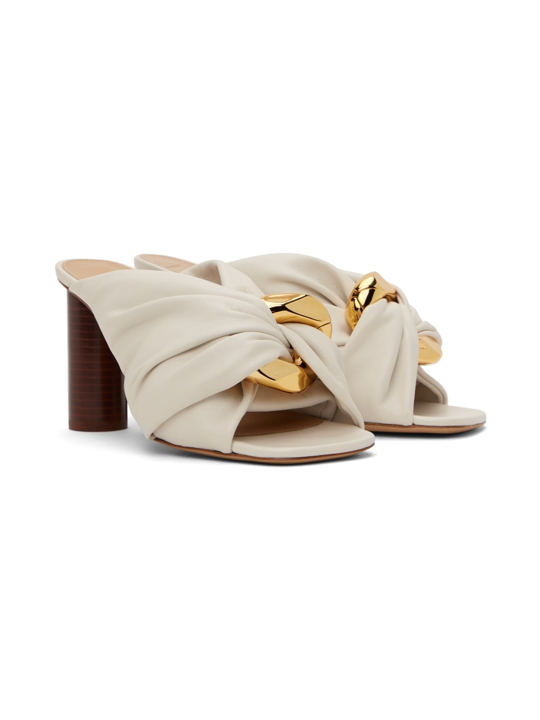 White Corner Leather Heeled Sandals - 4