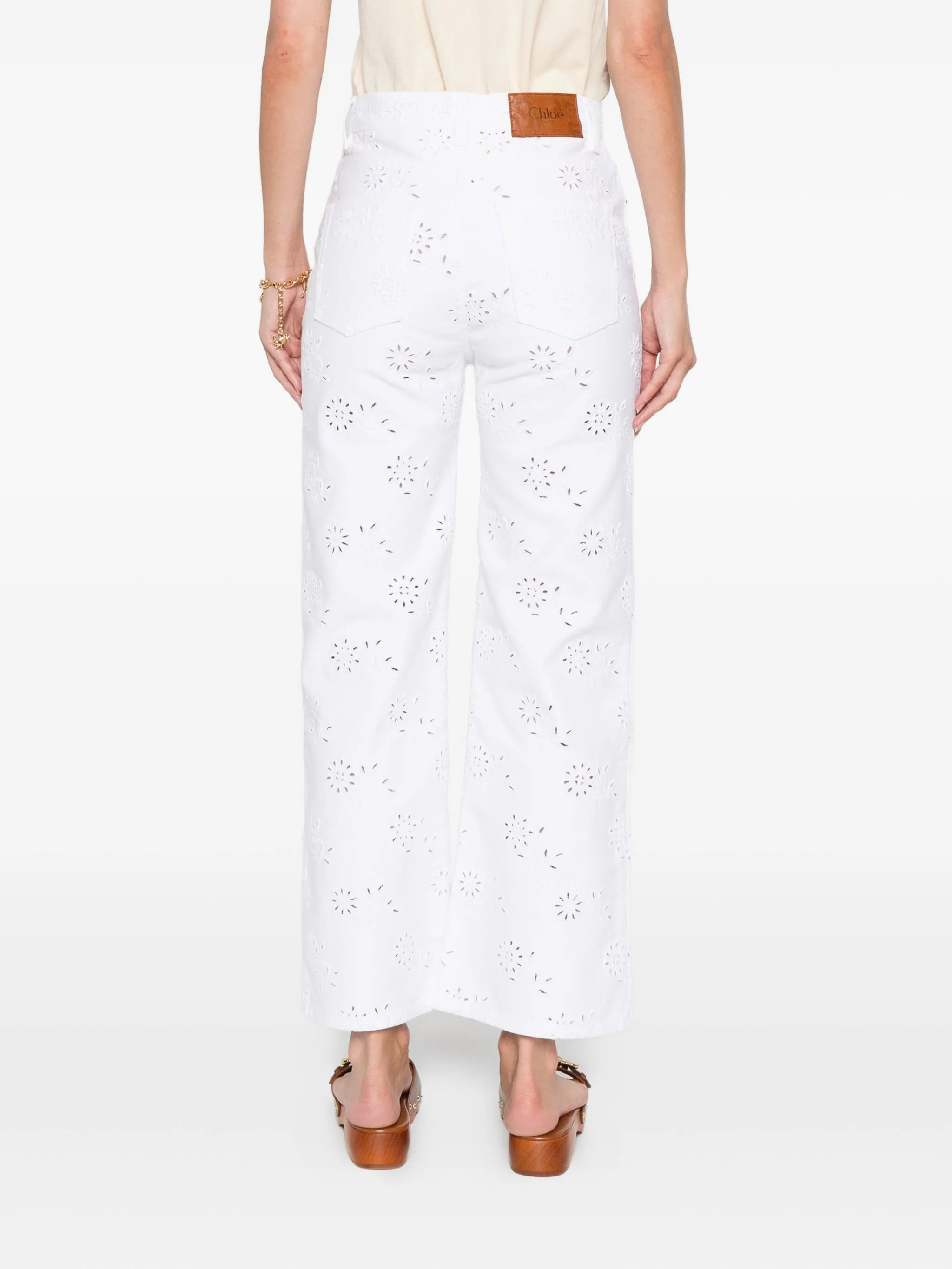 cut-out wide-leg jeans - 4
