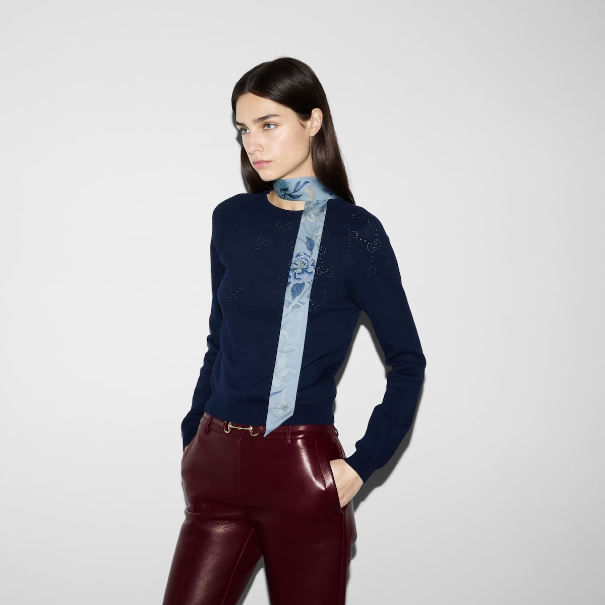 Printed silk neck bow - 3