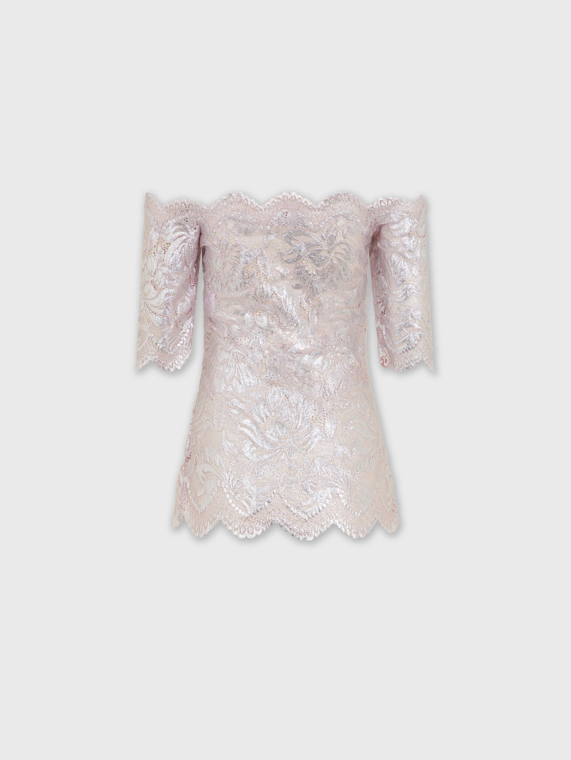 LIGHT PINK TOP IN LACE WITH SILVER INDUCTION 7