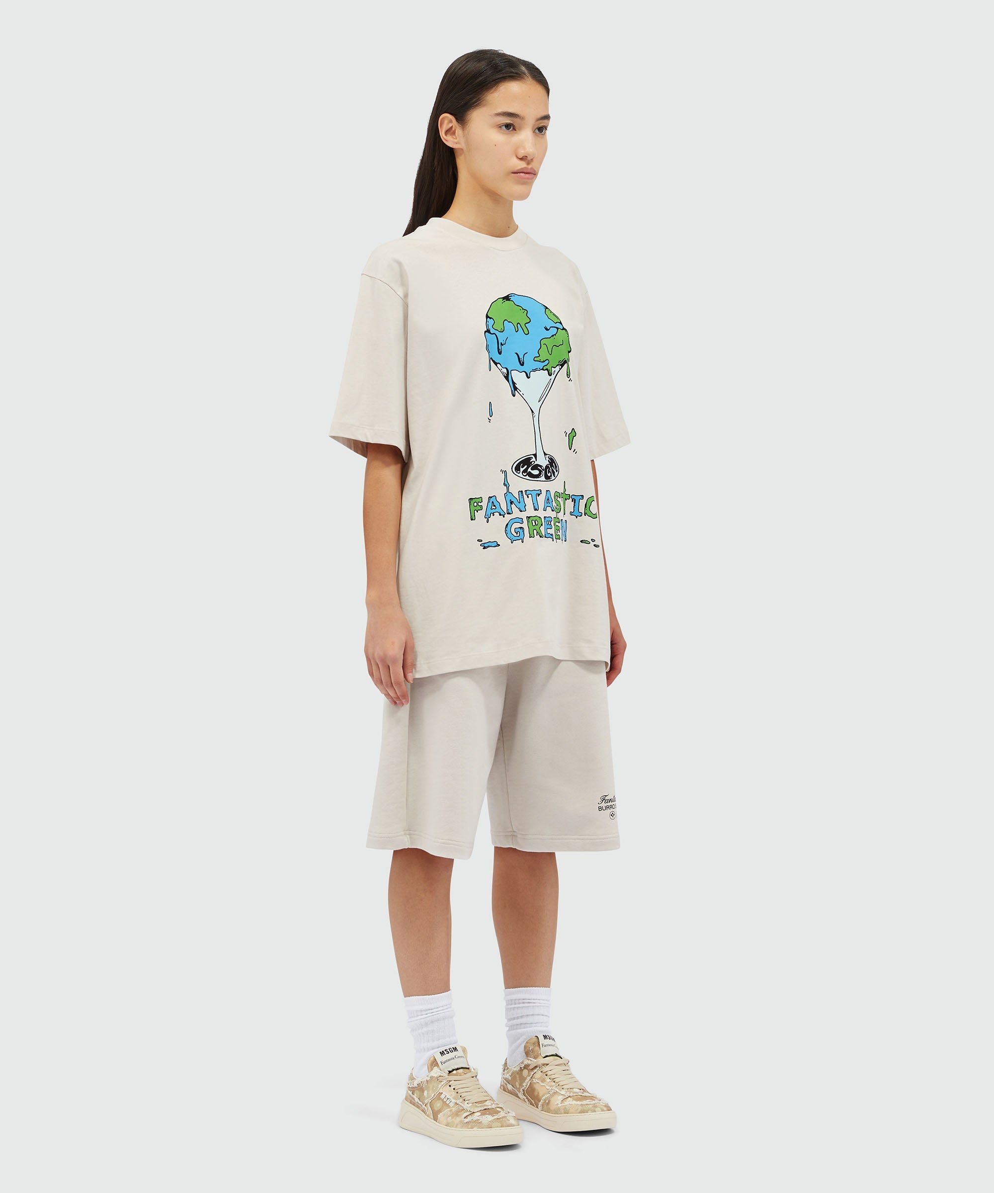 Organic cotton "Fantastic Green Burro Studio" beige T-shirt - 8