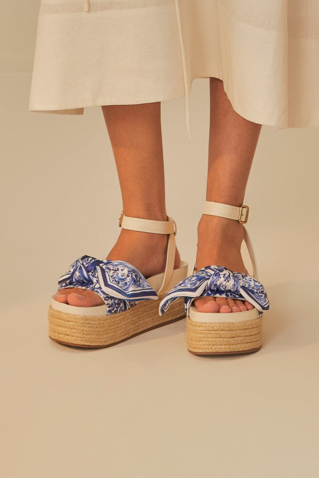 Ivory Scarf Espadrille Flatform Sandal - 4
