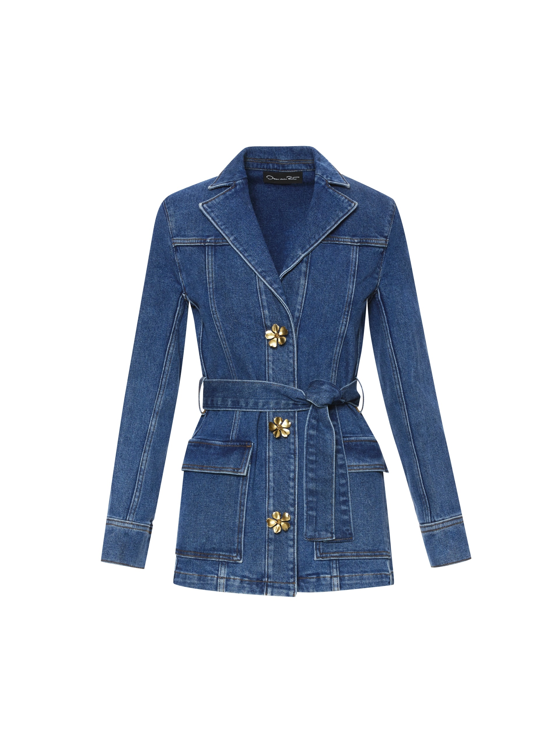 FLORAL BUTTON DENIM JACKET - 1