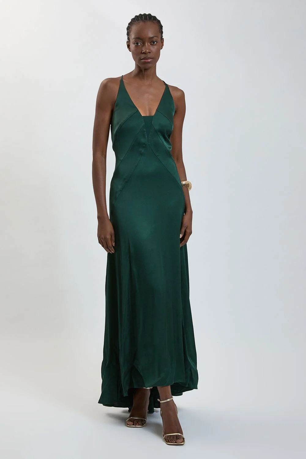Viscose Satin Cami Slip Midi Dress - 1