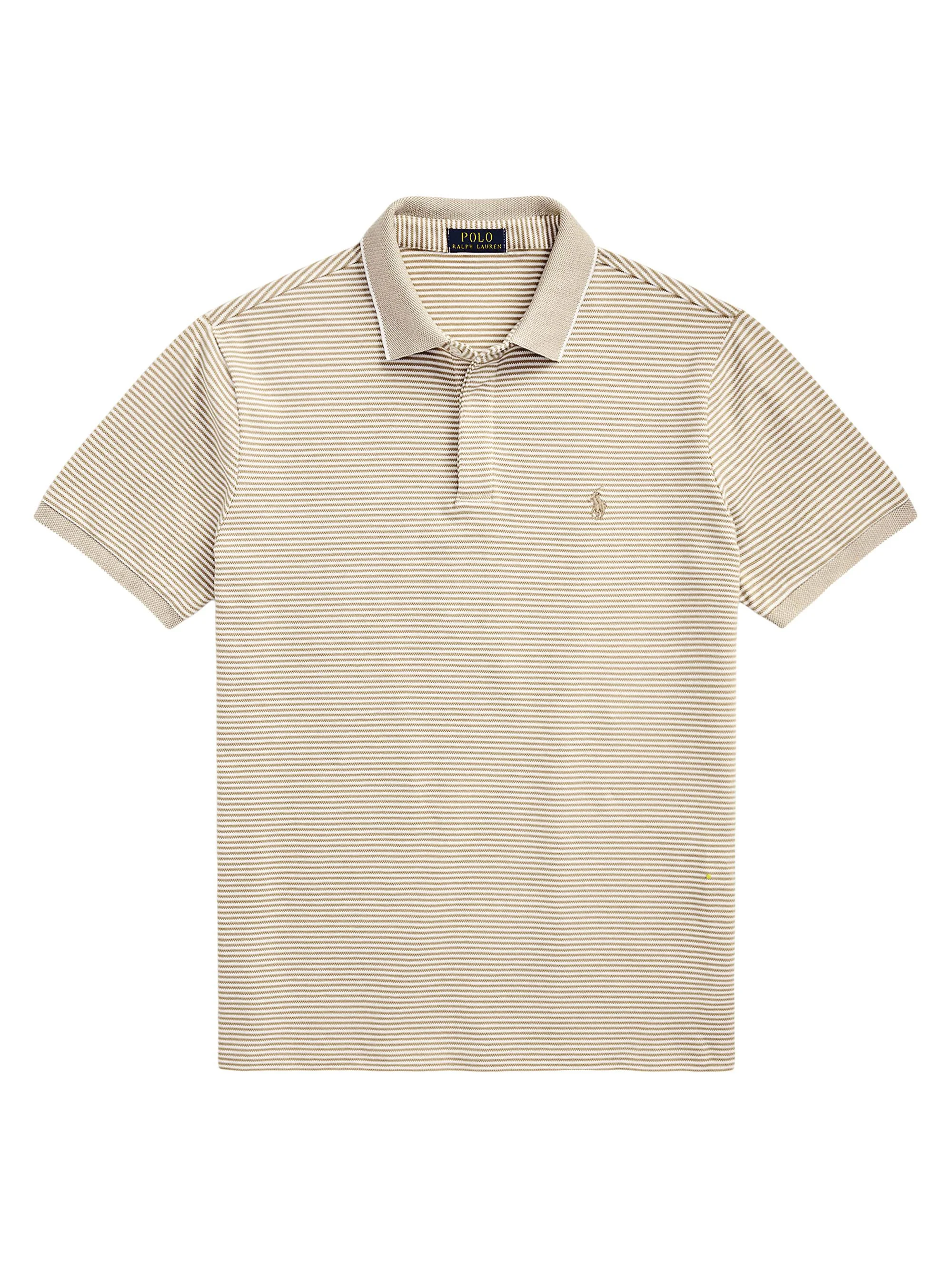 Men's Custom-Slim-Fit Stretch Oxford Mesh Polo Shirt - Classic Khaki White - 1