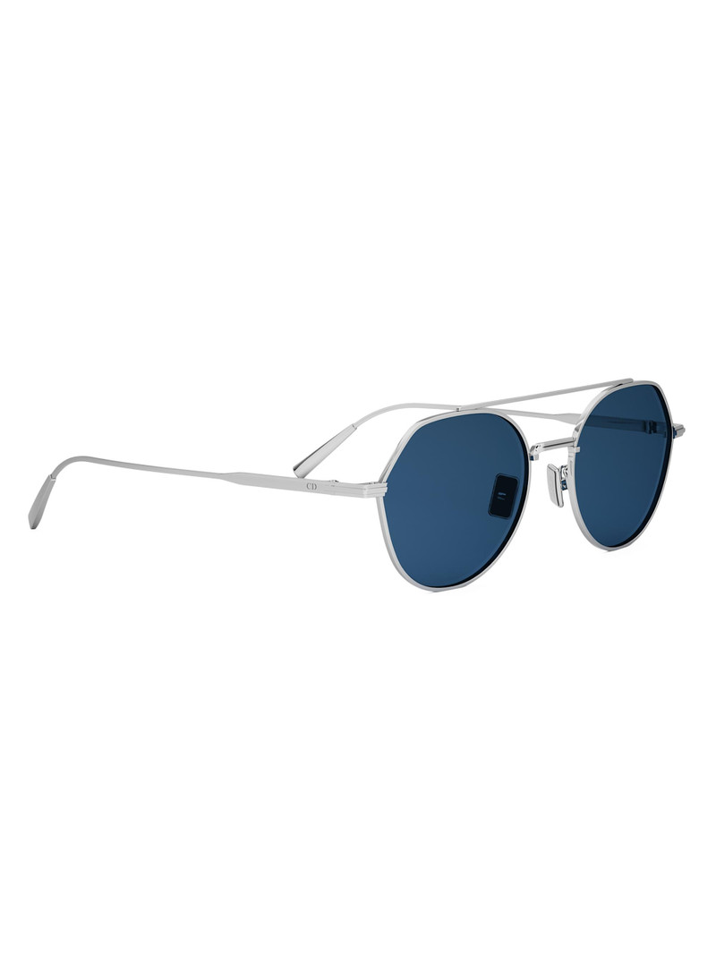Men's DiorBlackSuit R6U 54MM Geometric Sunglasses - Palladium Bright Blue 8