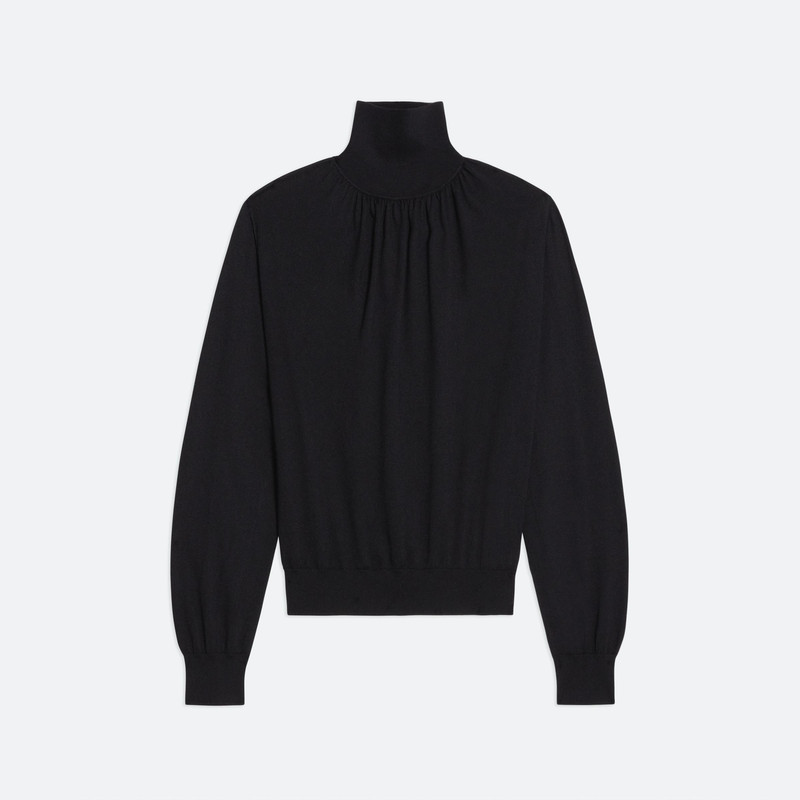 RUCHED WOOL-SILK TURTLENECK 1