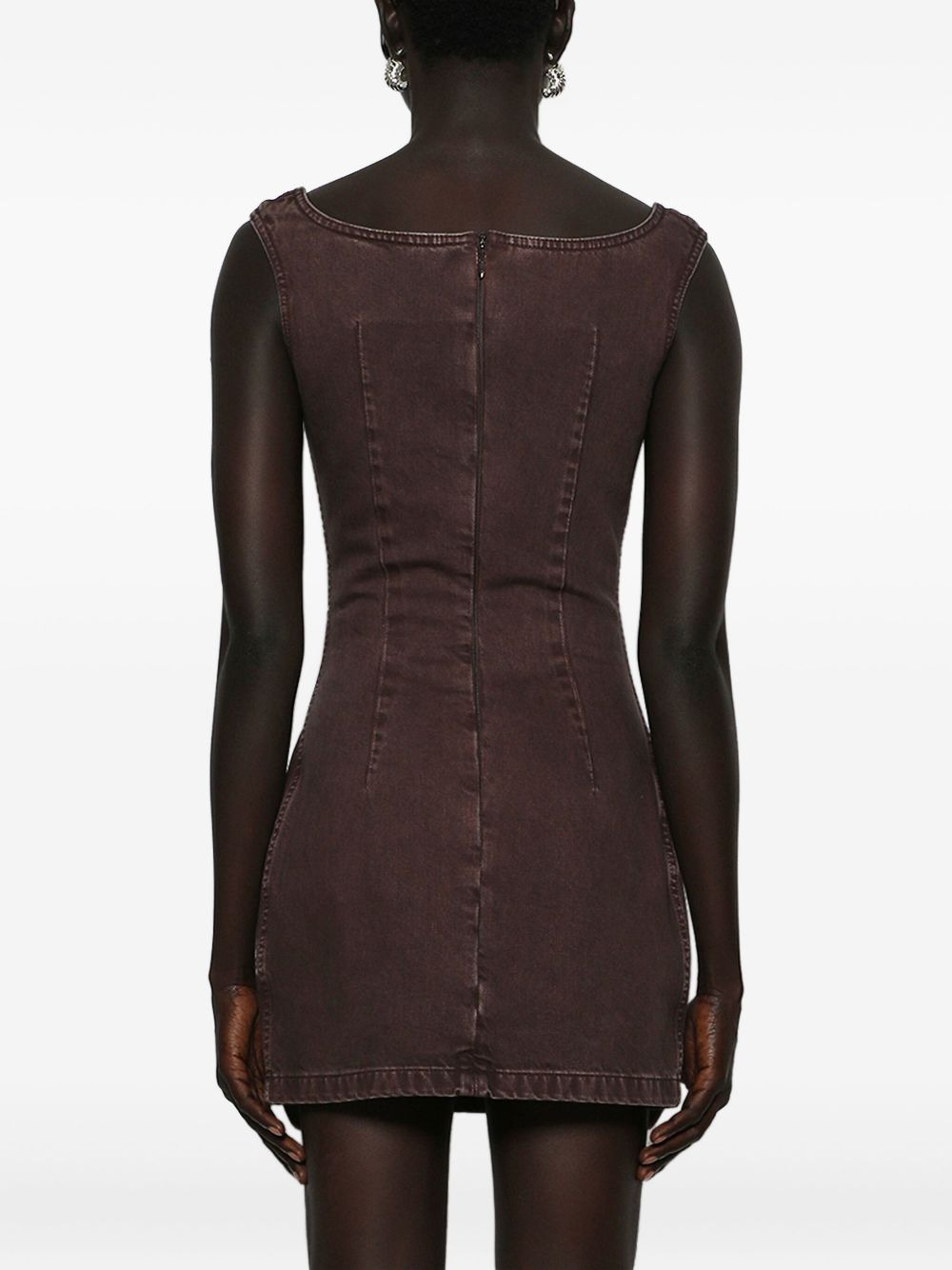 square-neck denim mini dress - 5