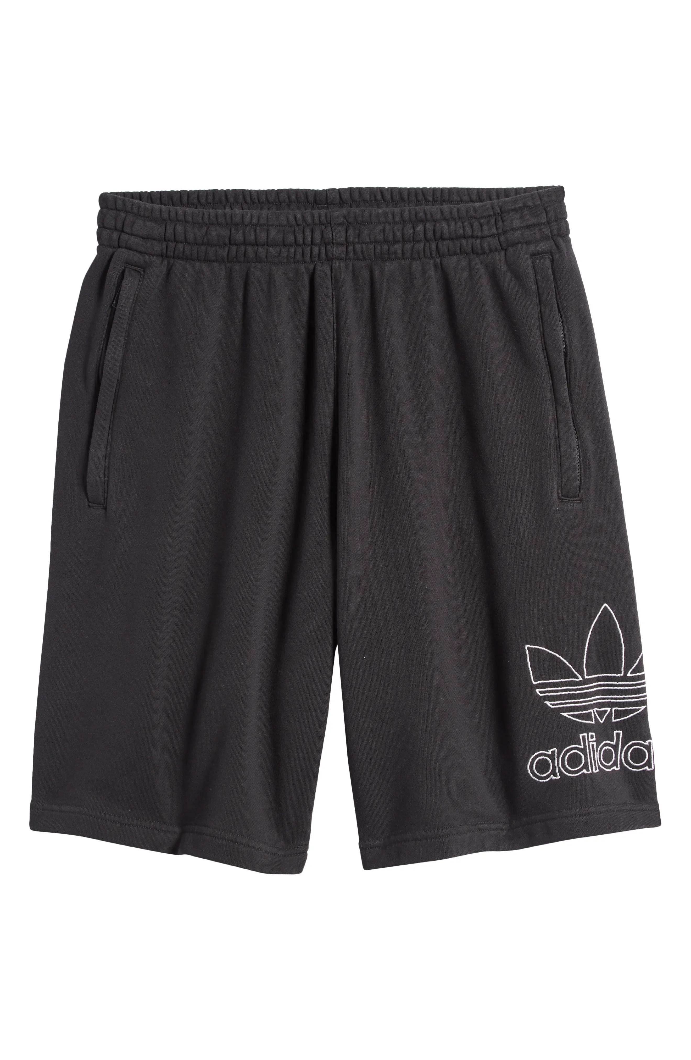 Trefoil Embroidered Sweat Shorts in Black/White - 5