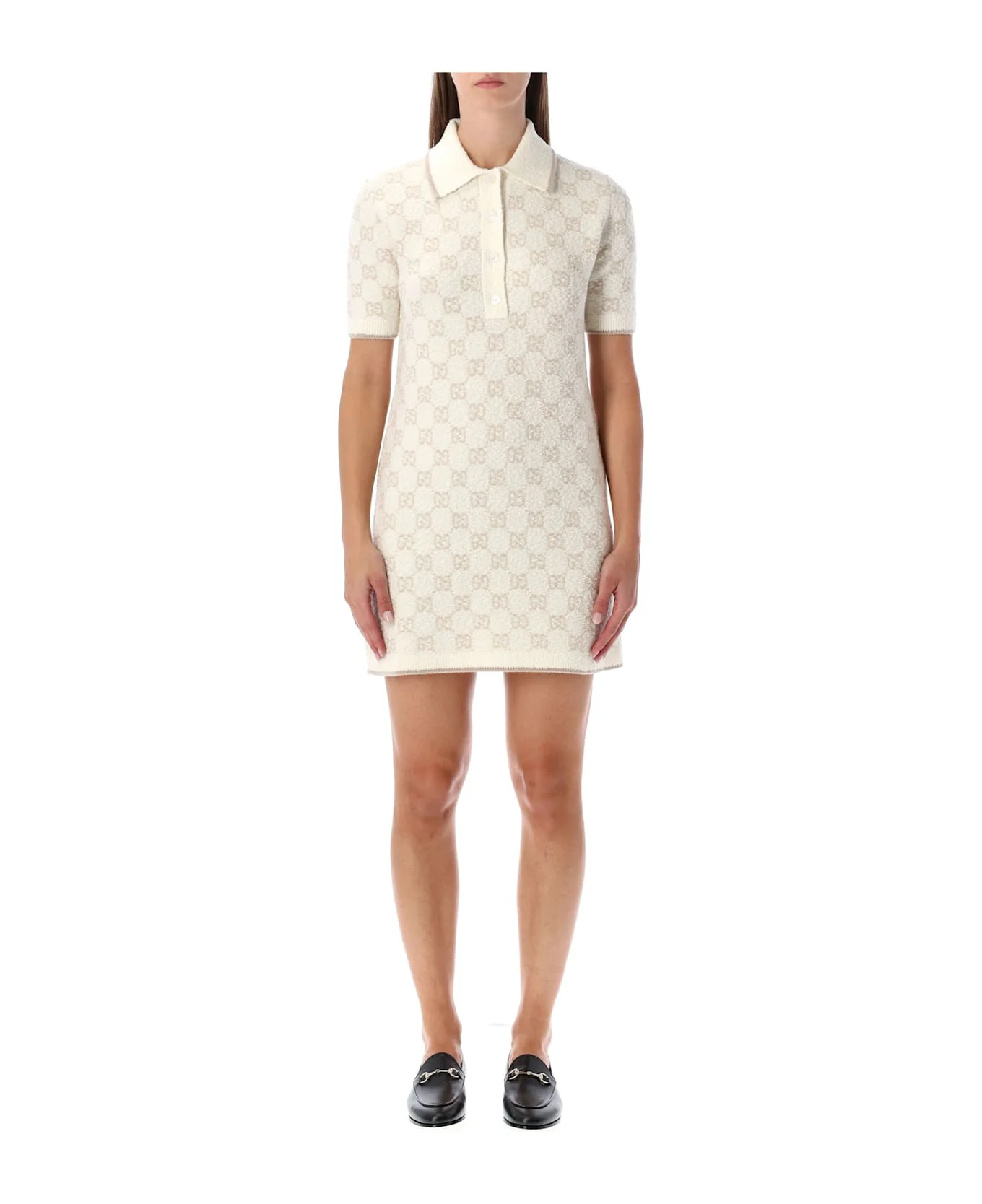 Gucci Bouclé Wool Ans Cashmere Polo Dress With Gg - 1