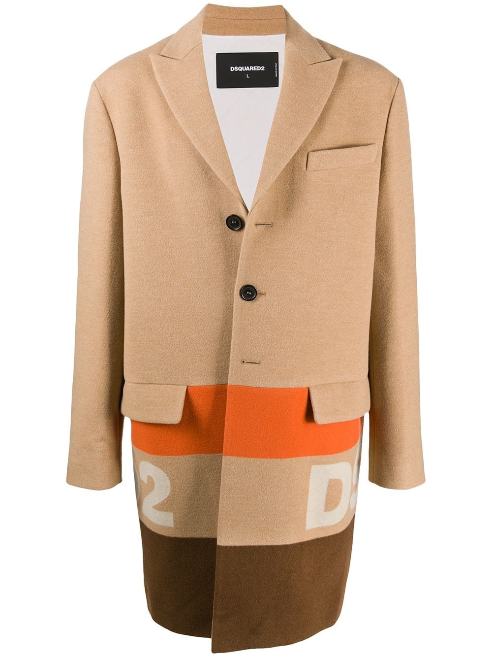 colour-block logo print coat - 1