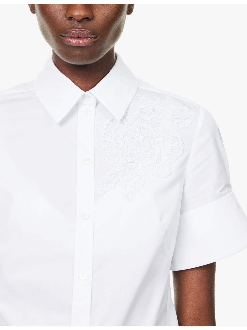 Embroidered Short-Sleeves Cotton-Poplin Shirt - 5