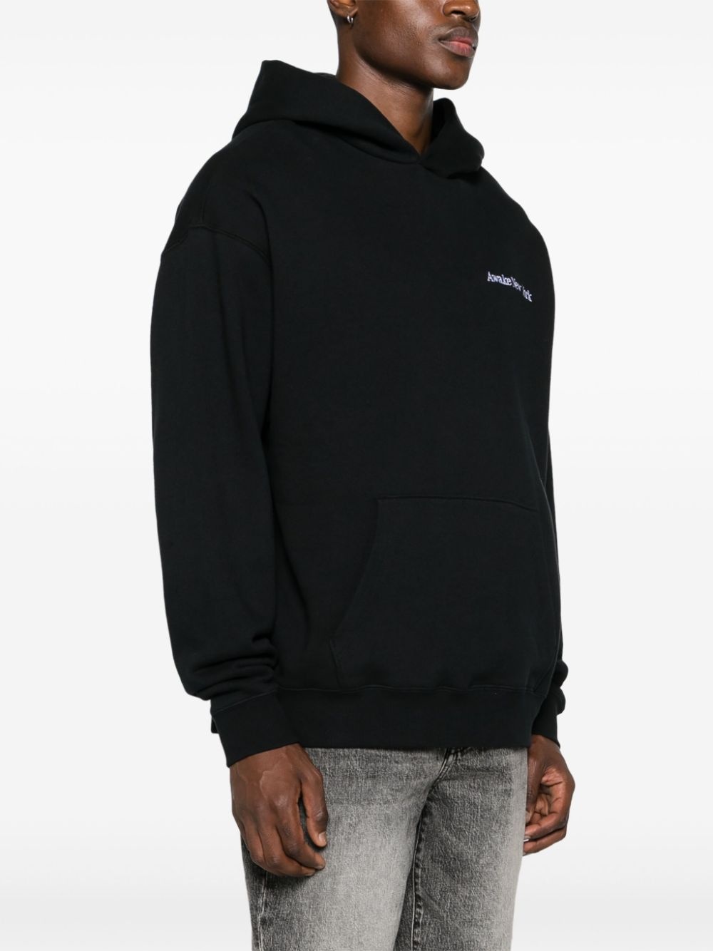 logo-embroidered cotton hoodie - 3