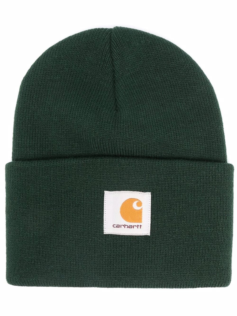 logo-patch knitted beanie - 1