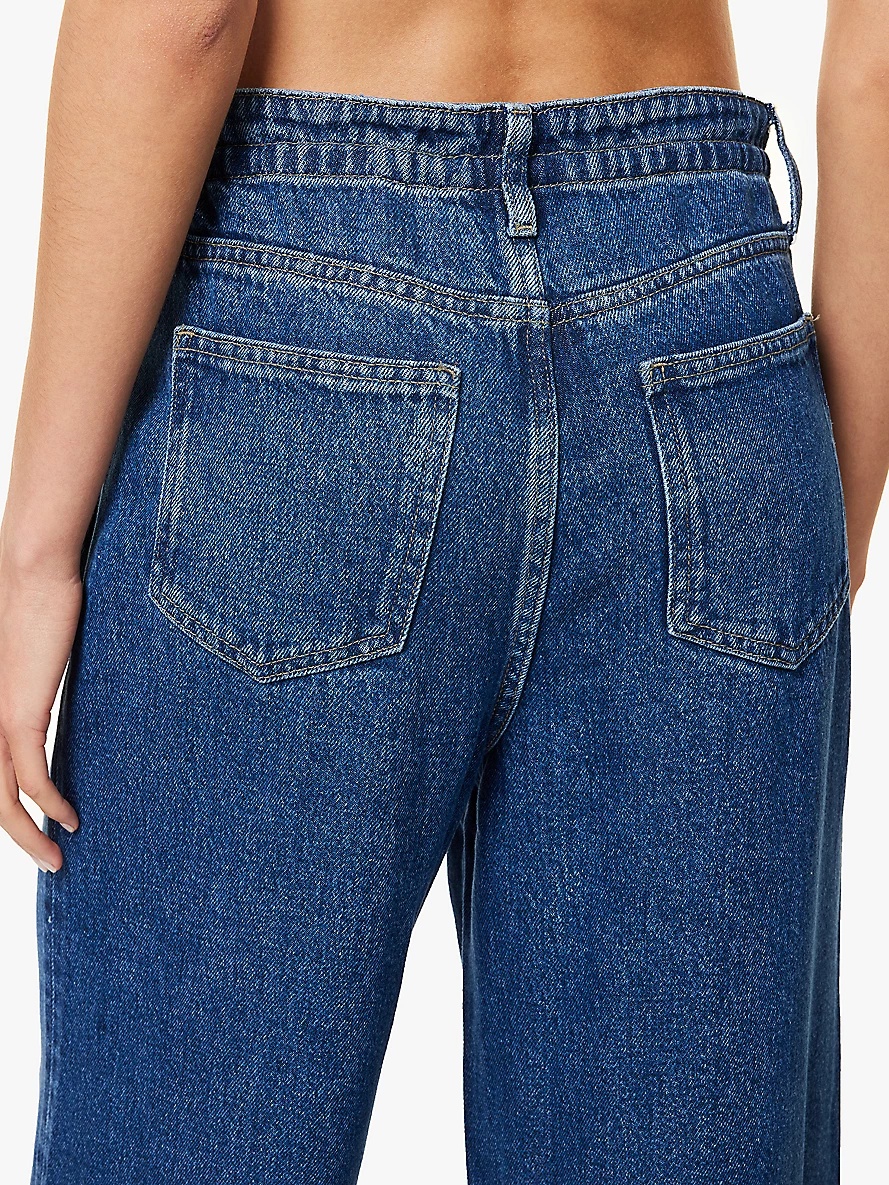 Patch-pocket wide-leg mid-rise denim jeans - 6